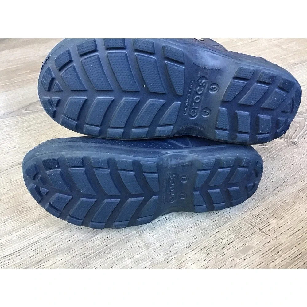 CROCS Handle It Rain Boots Child KIds Sz J3  Navy Blue Rubber Pull On Waterproof